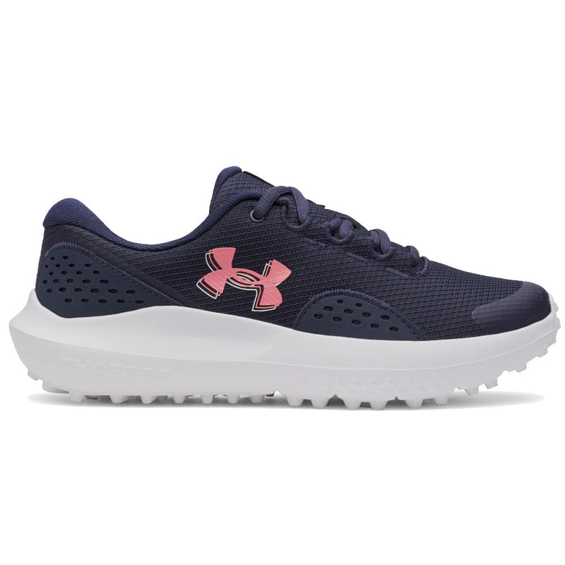 Under Armour Ladies Surge Spikeless Shoes - Midnight Navy/White/Bittersweet Pink