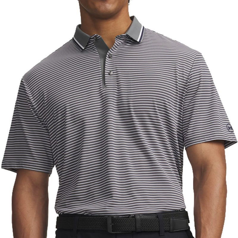 Under Armour ArmourDry Stripe Rib Polo Shirt - Clay Green/White/Midnight Navy