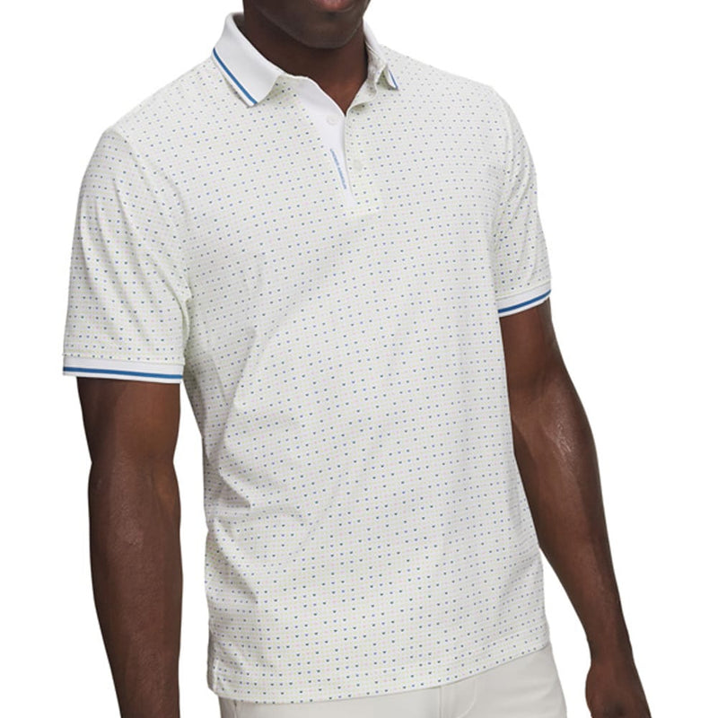 Under Armour ArmourDry Print Rib Polo Shirt - White/Green Citrine/Aegean Blue