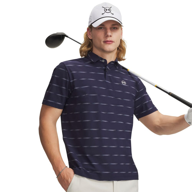 Under Armour Drive Chill Printed Polo Shirt - Midnight Navy/Blue Haze/White