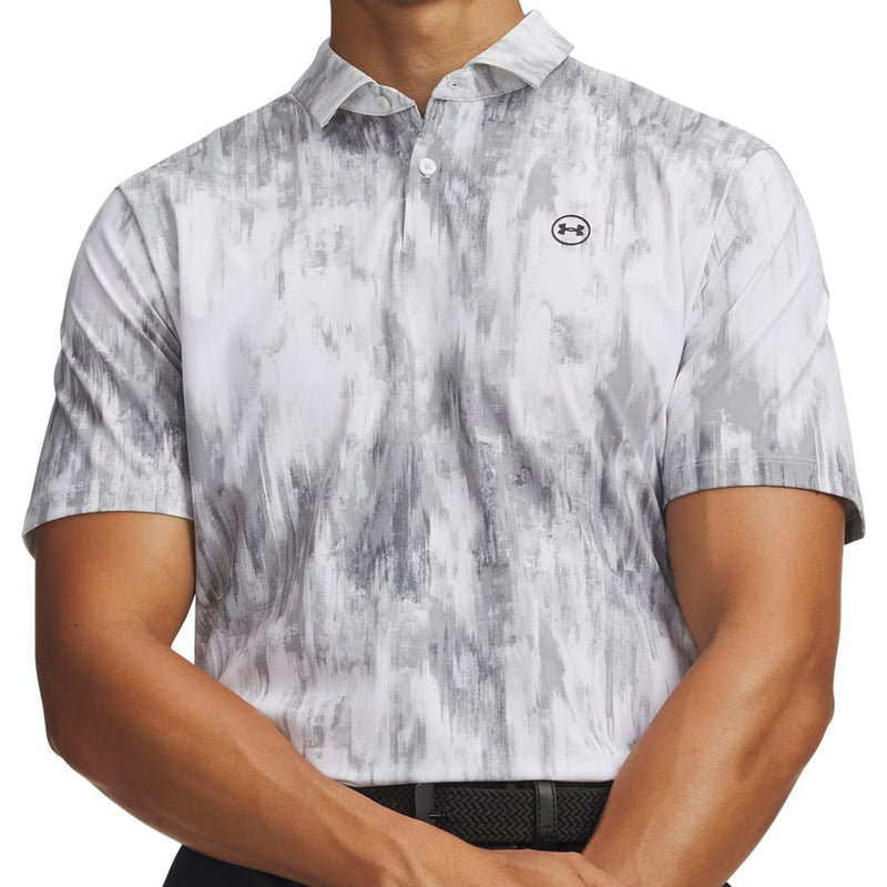 Under Armour Drive Chill Printed Polo Shirt - Halo Grey/White/Black