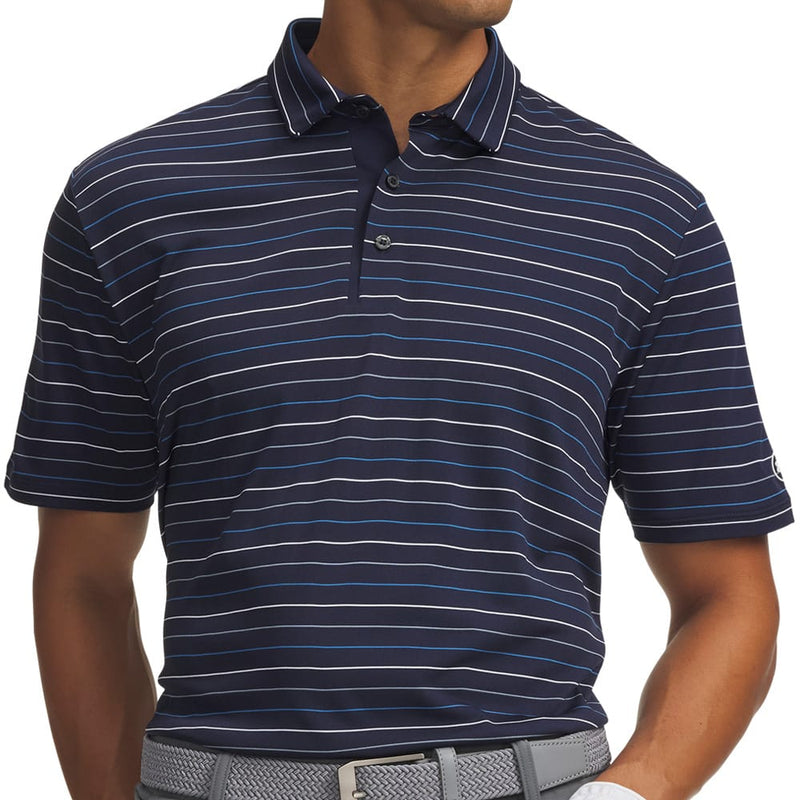Under Armour ArmourDry Stripe Polo Shirt - Midnight Navy/Aegean Blue/White