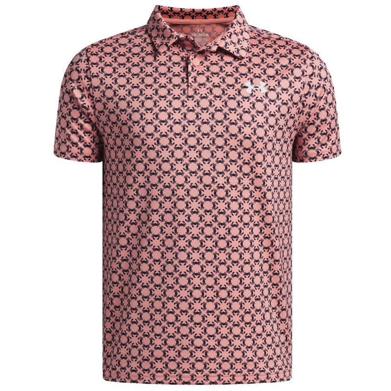 Under Armour Boys Matchplay Printed Polo Shirt - Posh Pink/Midnight Navy/White