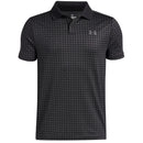 Under Armour Boys' Matchplay Printed Junior Polo Shirt - Black/Castlerock/Castlerock