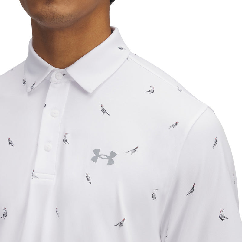 Under Armour Playoff 3.0 Printed Polo Shirt - White/Steel/Quails