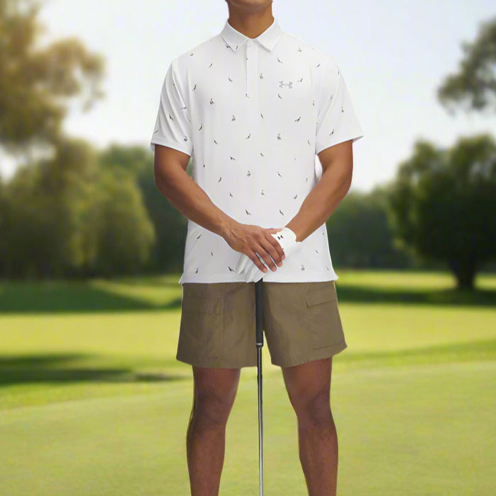 Under Armour Playoff 3.0 Printed Polo Shirt - White/Steel/Quails