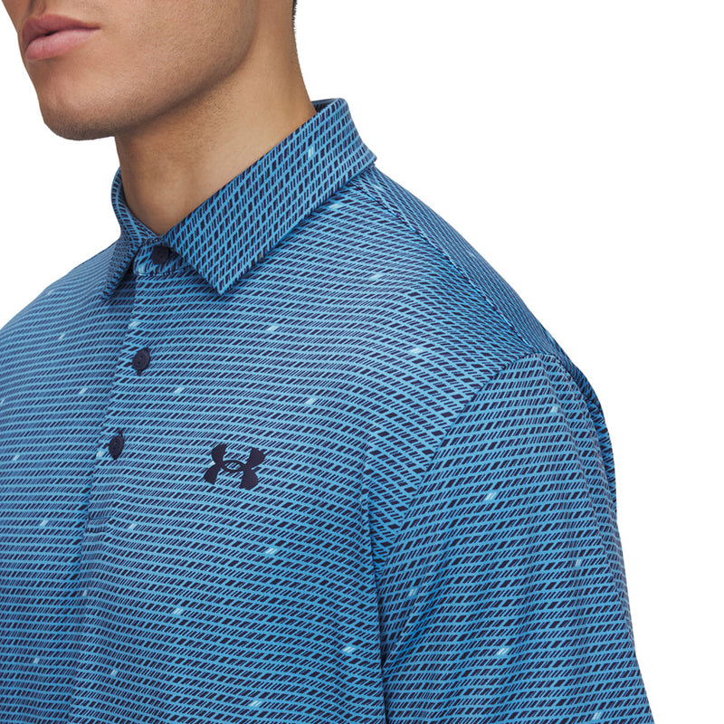 Under Armour Playoff 3.0 Printed Polo Shirt - Ether Blue/Midnight Navy