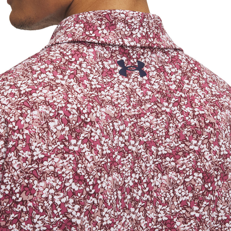 Under Armour Playoff 3.0 Printed Polo Shirt - Tourmaline Pink/Dark Maroon/Midnight Navy