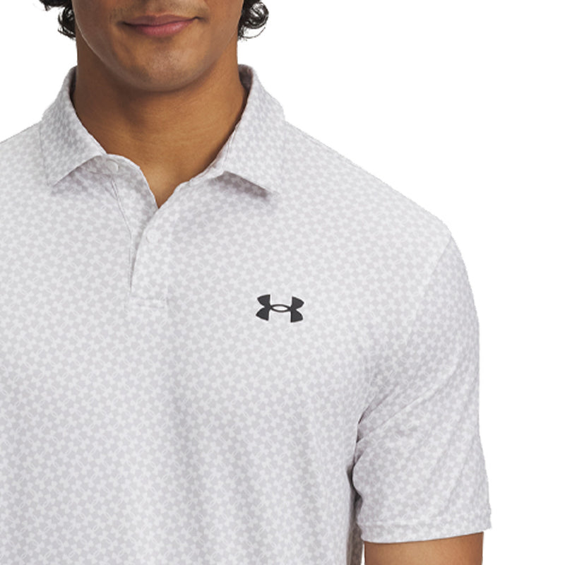 Under Armour T2G Printed Polo Shirt - White/Halo Gray/Black