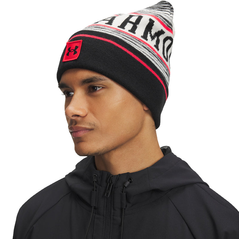 Under Armour Halftime Pom Beanie - Stone/Racer Red/Black