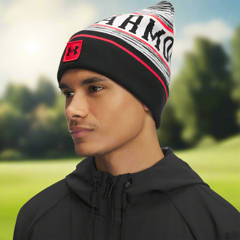 Under Armour Halftime Pom Beanie - Stone/Racer Red/Black