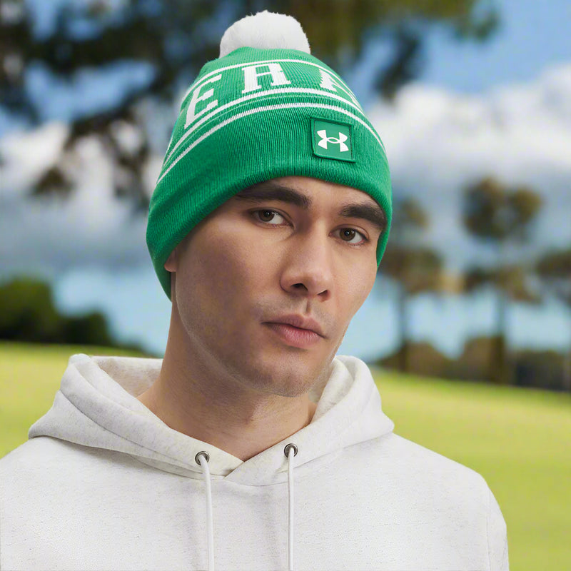 Under Armour Halftime Pom Beanie - Team Kelly Green/White/White