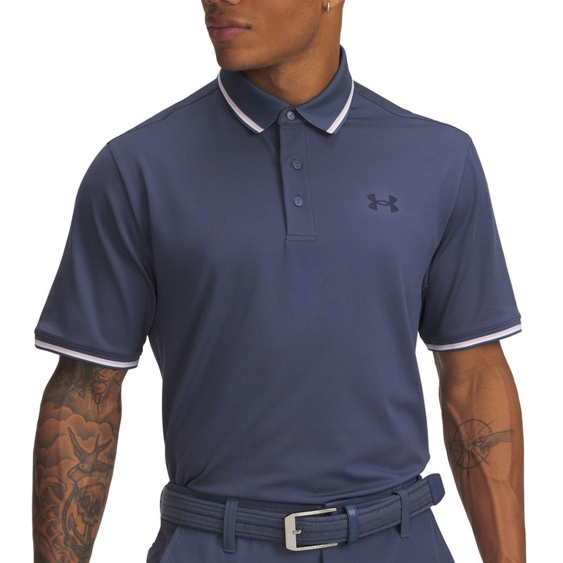 Under Armour Playoff 3.0 Rib Polo Shirt - Downpour Grey/Prime Pink/Midnight Navy