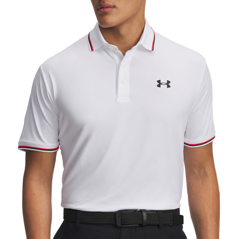Under Armour Playoff 3.0 Rib Polo Shirt - White/Racer Red/Black
