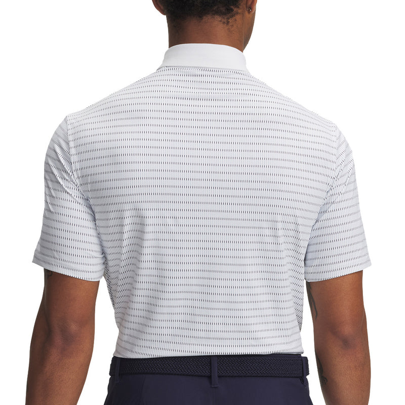 Under Armour Drive Chill Printed Polo Shirt - White/Blue Calm/Midnight Navy