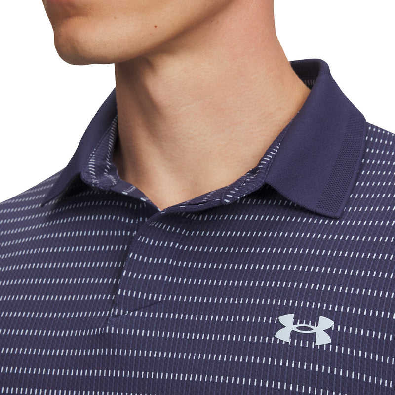 Under Armour Drive Chill Printed Polo Shirt - Midnight Navy/Washed Navy/Blue Calm