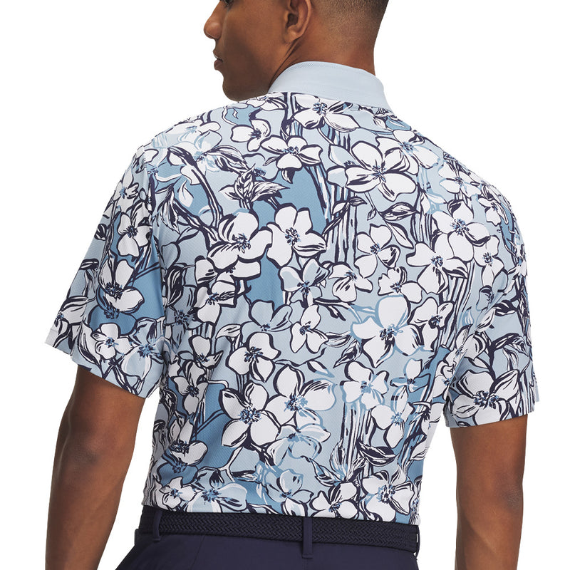 Under Armour Drive Chill Printed Polo Shirt - Blue Calm/White/Midnight Navy