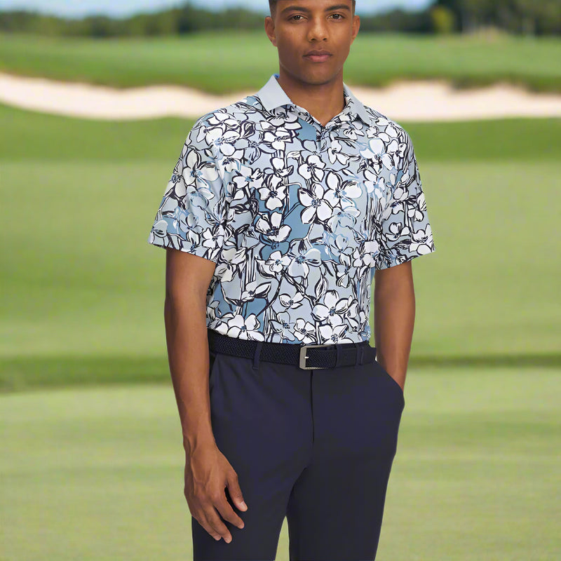 Under Armour Drive Chill Printed Polo Shirt - Blue Calm/White/Midnight Navy