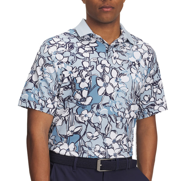 Under Armour Drive Chill Printed Polo Shirt - Blue Calm/White/Midnight Navy