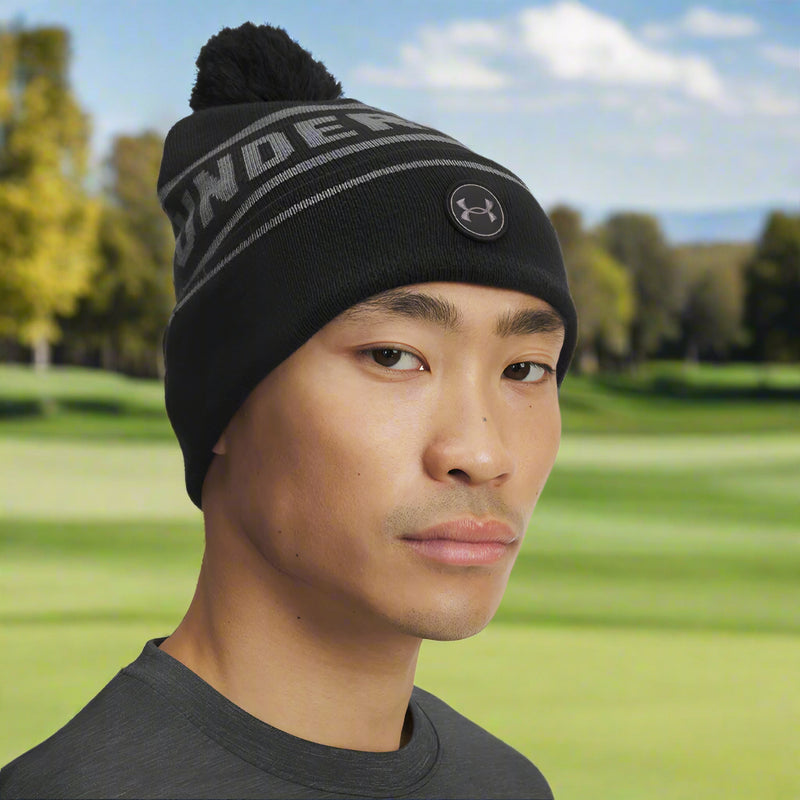 Under Armour Drive Pom Beanie - Black/Castlerock/Castlerock