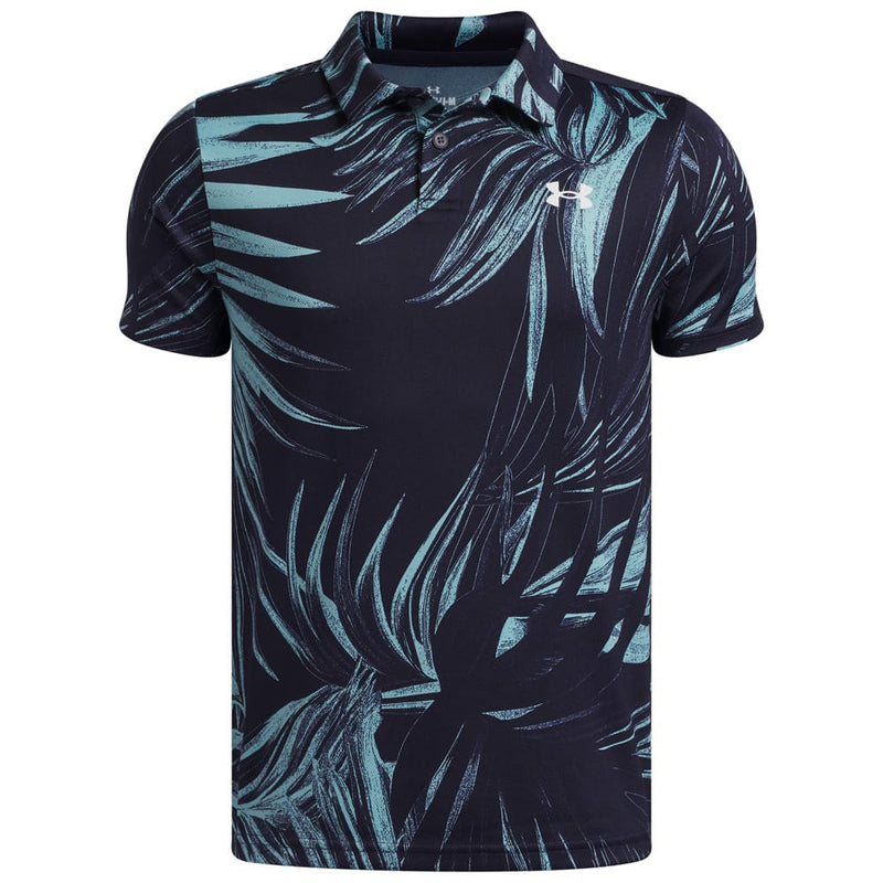 Under Armour Boys Matchplay Printed Polo Shirt - Midnight Navy/Blue Haze/White