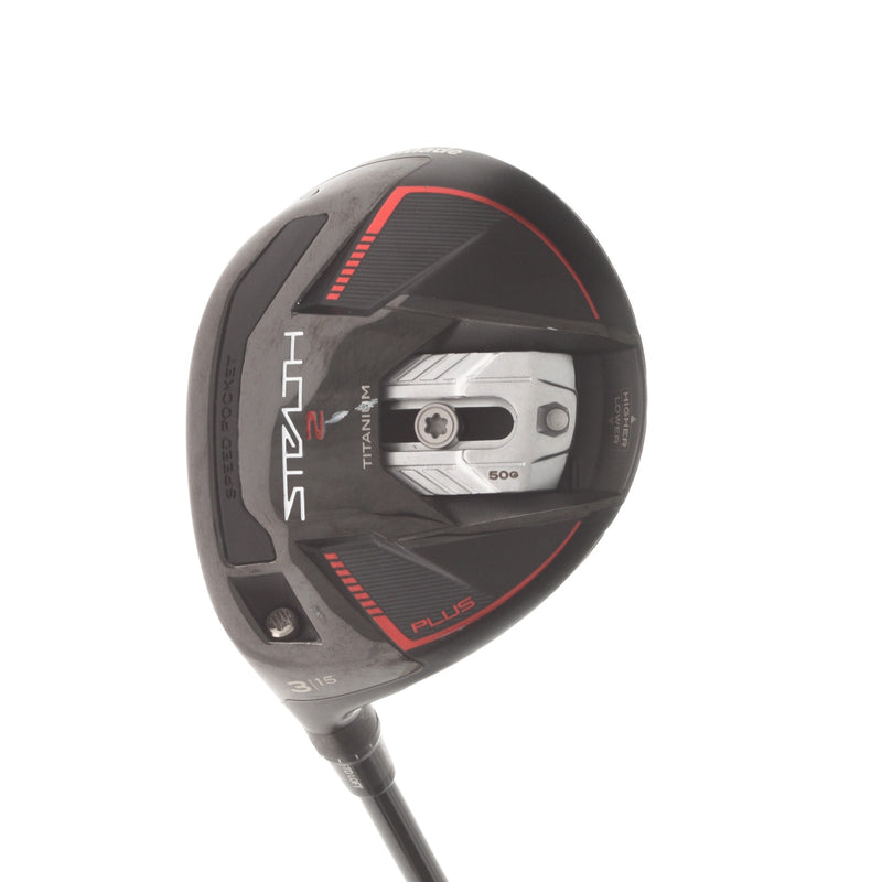 TaylorMade Stealth 2 Plus Graphite Mens Left Hand Fairway 3 Wood 15* Regular - Mitsubishi Chemical Kai'li Red 65