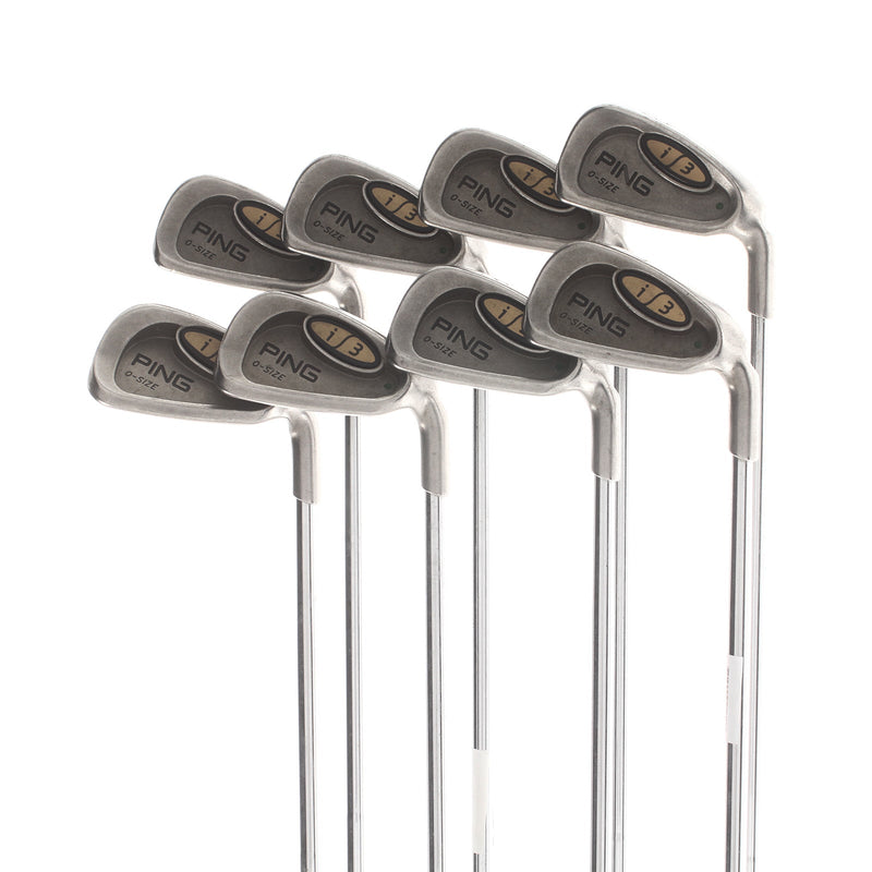 Ping i3 O-Size Steel Mens Right Hand Irons 3-PW Green Dot 2.25* Upright Stiff - Cushin'