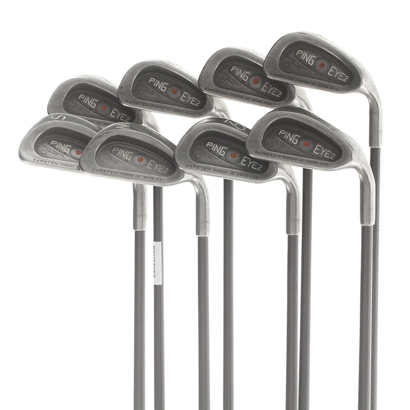 Ping Eye 2 Graphite Mens Right Hand Irons 4-SW Orange Dot 2.25* Flat Regular - Aldila