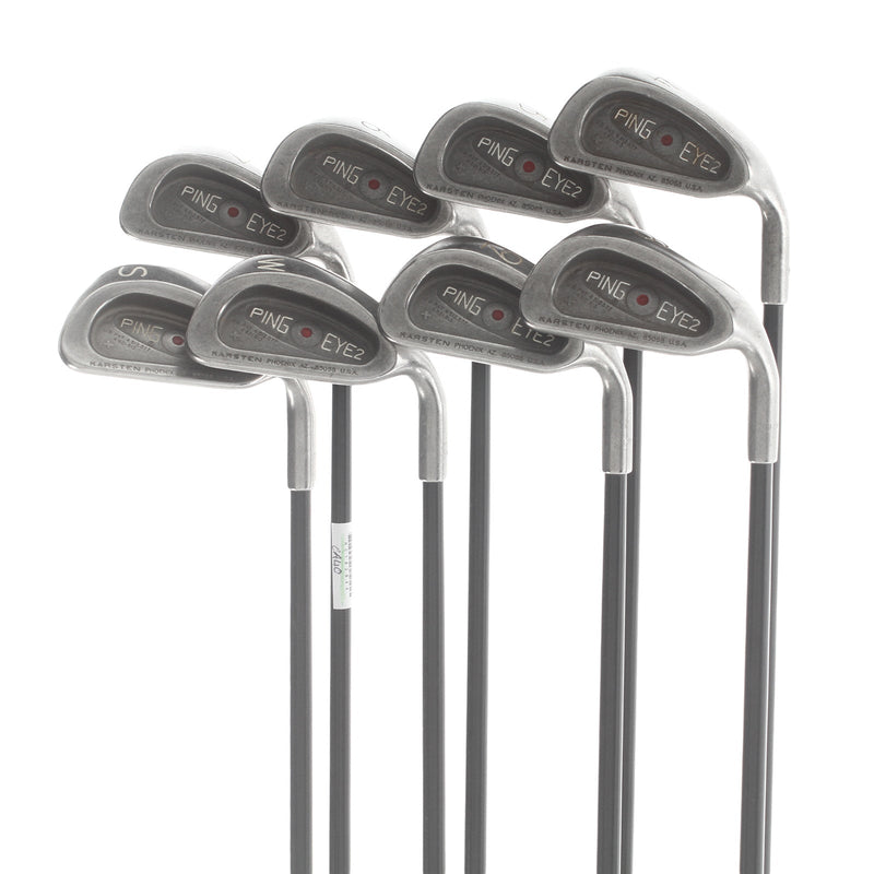 Ping Eye 2 Graphite Mens Right Hand Irons 4-SW Red Dot 1* Flat Regular - Aldila Karsten 101