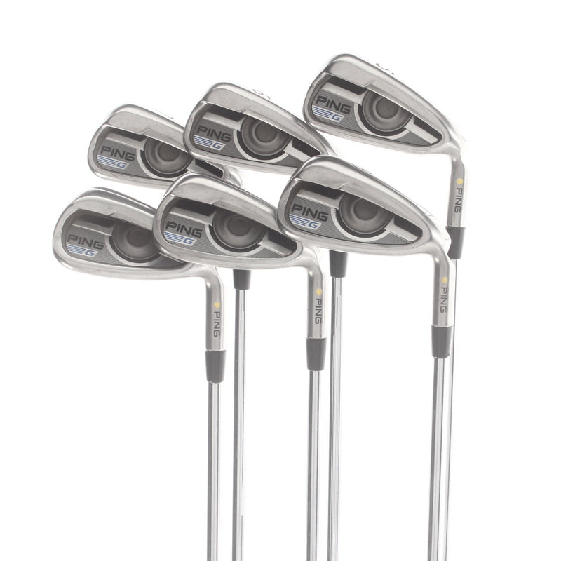 Ping G Series Steel Mens Right Hand Irons 5-PW Yellow Dot 1.5* Upright Regular - Ping AWT 2.0