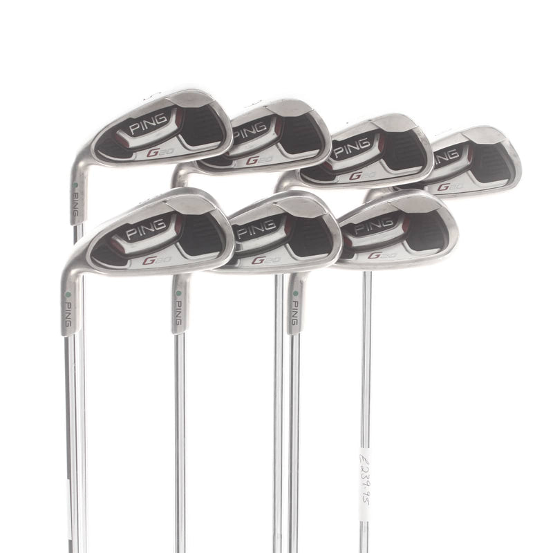 Ping G20 Steel Mens Left Hand Irons 5-SW Green Dot 2.25* Upright Regular - Ping CFS