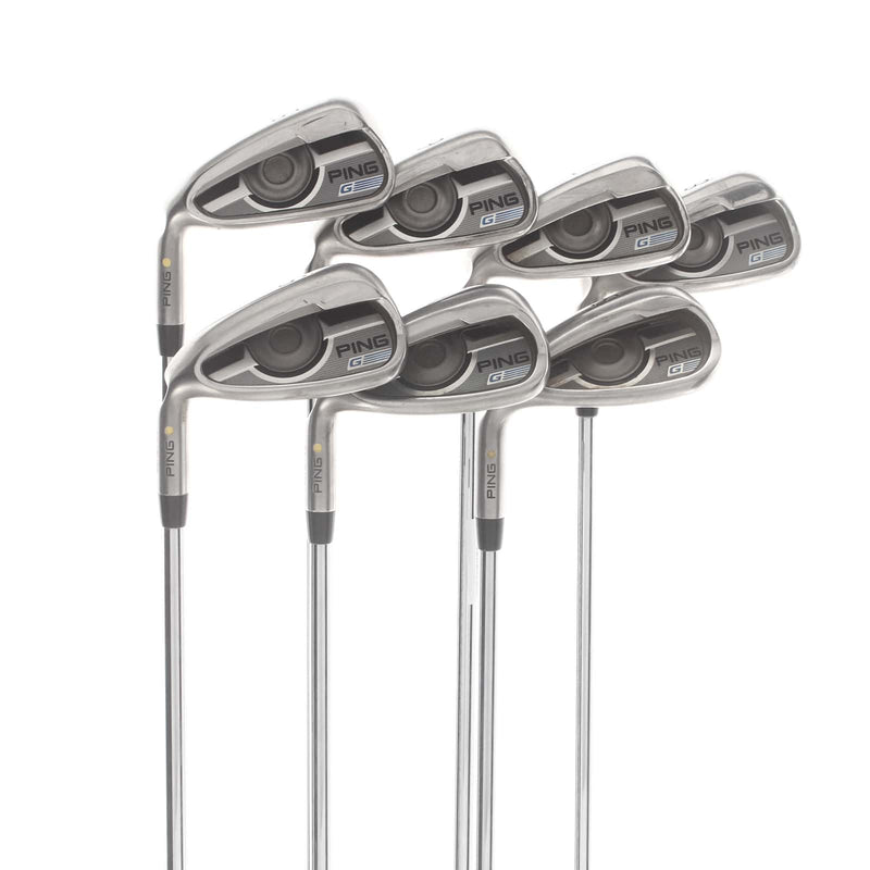 Ping G Series Steel Mens Left Hand Irons 5-SW Yellow Dot 1.5* Upright Regular - Ping AWT 2.0