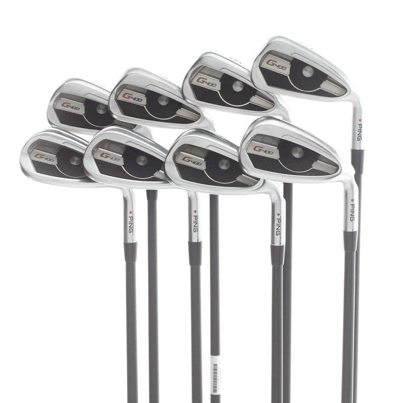 Ping G400 Graphite Mens Right Hand Irons 5-SW Red Dot 0.75* Flat Soft Regular - Ping Alta CB AWT