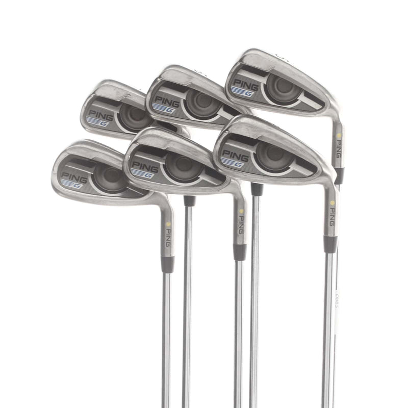 Ping G Series Steel Mens Right Hand Irons 5-PW Yellow Dot 1.5* Upright Regular - Ping AWT 2.0