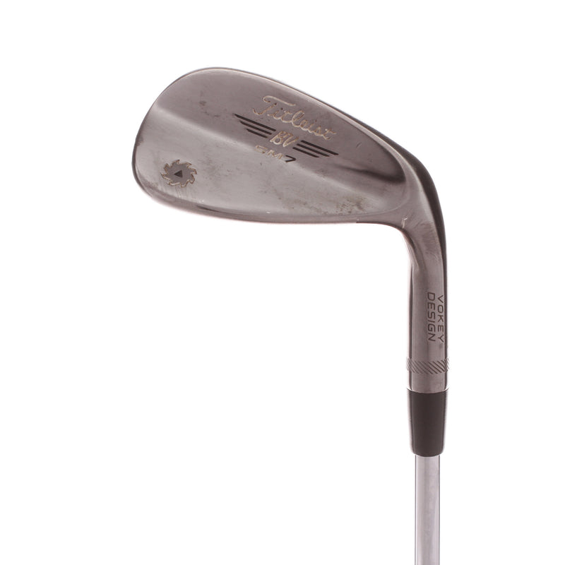 Titleist Vokey SM7 Brushed Steel F-Grind Steel Mens Right Hand Sand Wedge 54 Degree 14 Bounce Stiff - Dynamic Gold Amt White