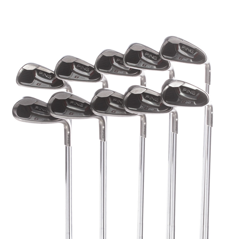 Ping G20 Steel Men's Right Irons 3-PW+AW+SW+LW White Dot Regular - Ping CFS R