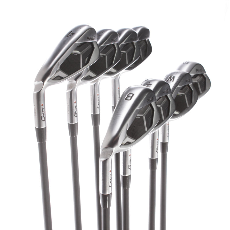 Ping G430 Graphite Mens Left Hand Irons 5-GW Orange Dot 2* Flat Regular - Alta CB AWT