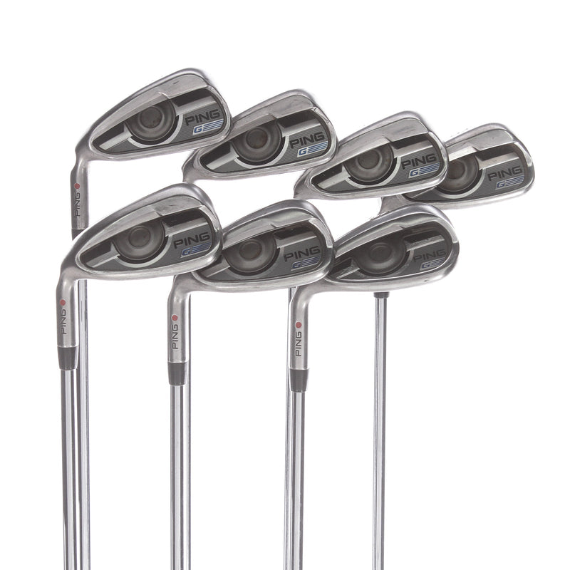 Ping G Steel Mens Left Hand Irons 5-PW Red Dot 1* Flat Regular - Ping AWT 2.0