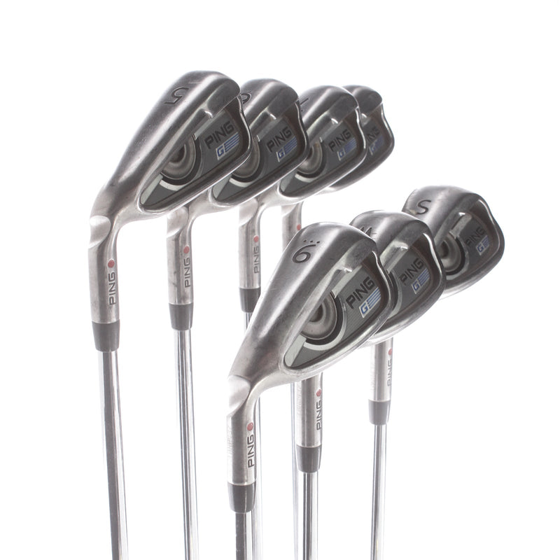 Ping G Steel Mens Left Hand Irons 5-PW Red Dot 1* Flat Regular - Ping AWT 2.0