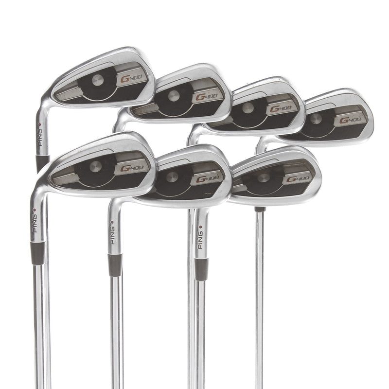 Ping G400 Steel Mens Left Hand Irons 5-SW Red Dot 1* Flat Regular - Ping AWT 2.0