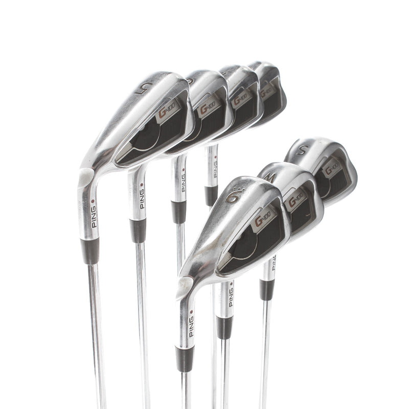 Ping G400 Steel Mens Left Hand Irons 5-SW Red Dot 1* Flat Regular - Ping AWT 2.0