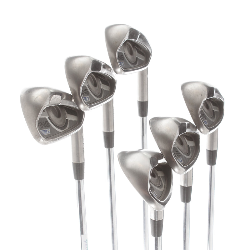 Ping G Series Steel Mens Right Hand Irons 5-PW White Dot 3* Upright Stiff - Ping AWT 2.0