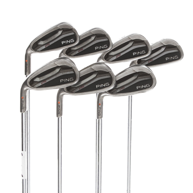 Ping G25 Steel Mens Left Hand Irons 4-PW Orange Dot 2* Flat Regular -