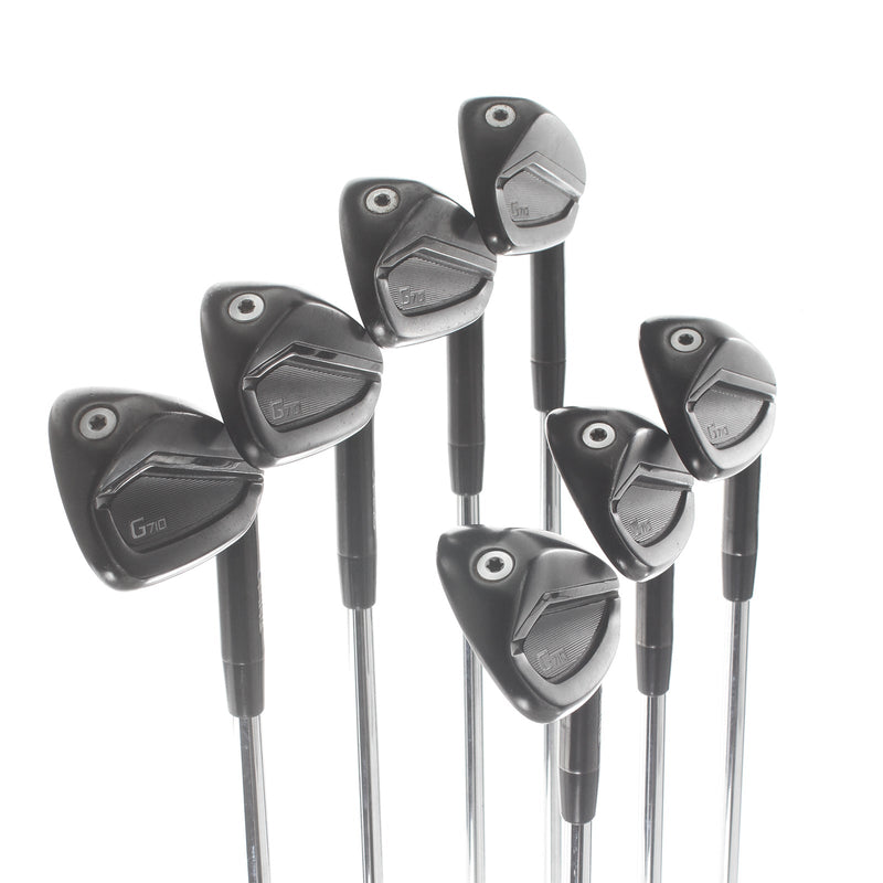 Ping G710 Steel Mens Right Hand Blue Dot Irons 4-PW 1* Upright Regular - Ping AWT 2.0