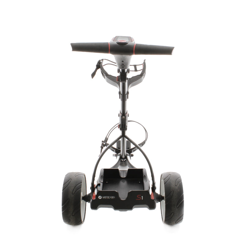 Motocaddy S1 3-Wheel Electric Trolley 18 Hole Lead Acid - Black White