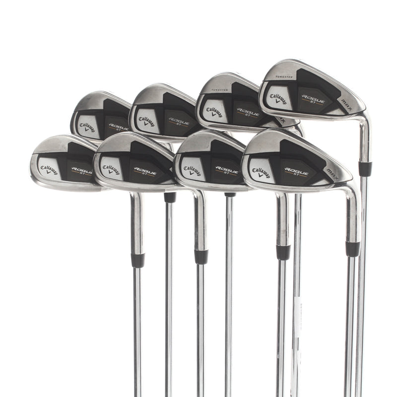 Callaway Rogue ST Max Steel Mens Right Hand Irons 6-PW+AW+SW Regular - Project X Rifle 105GR 5.5