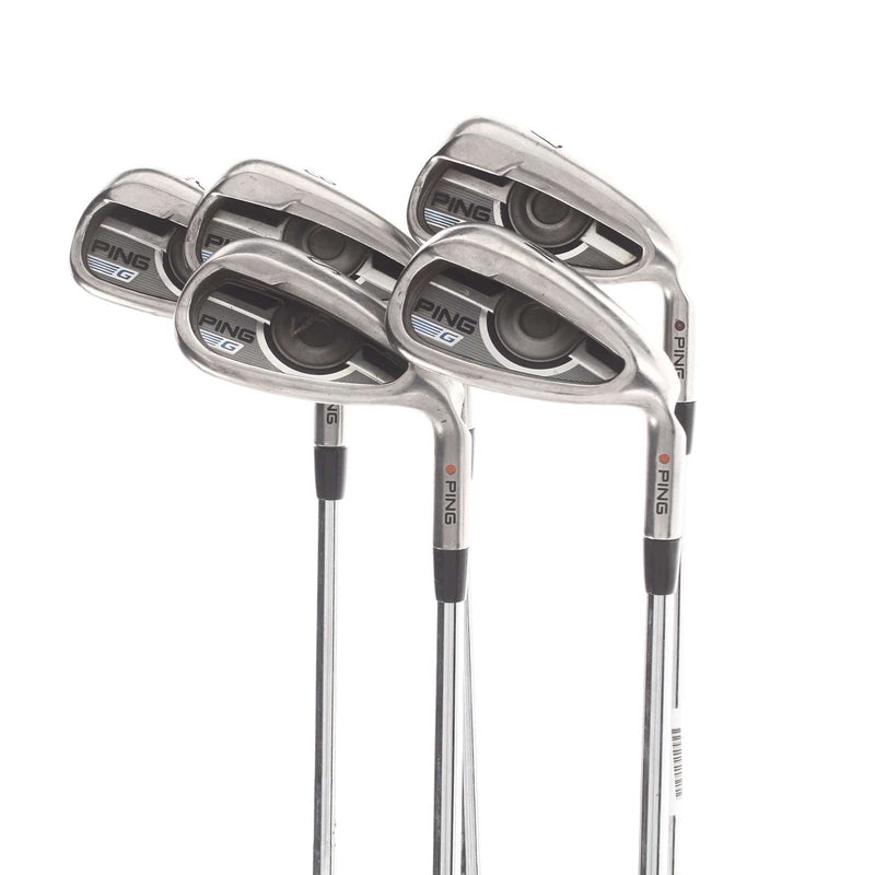 Ping G Series Steel Mens Right Hand Irons 7-SW Orange Dot 2.25* Flat Regular - KBS Tour 110