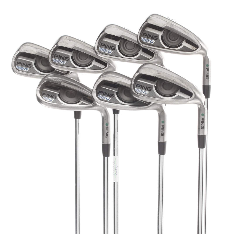 Ping G Steel Mens Right Hand Irons 5-SW Green Dot 2* Upright Regular - Ping AWT 2.0