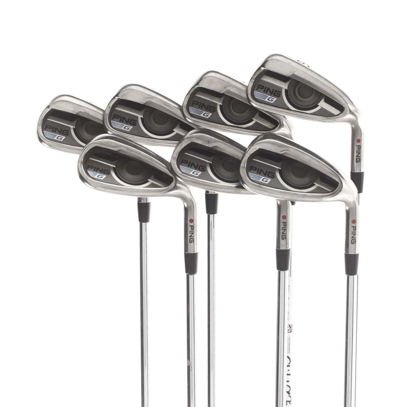 Ping G Series Steel Mens Right Hand Irons 6-SW+UW Orange Dot 2* Flat Regular - Ping AWT 2.0