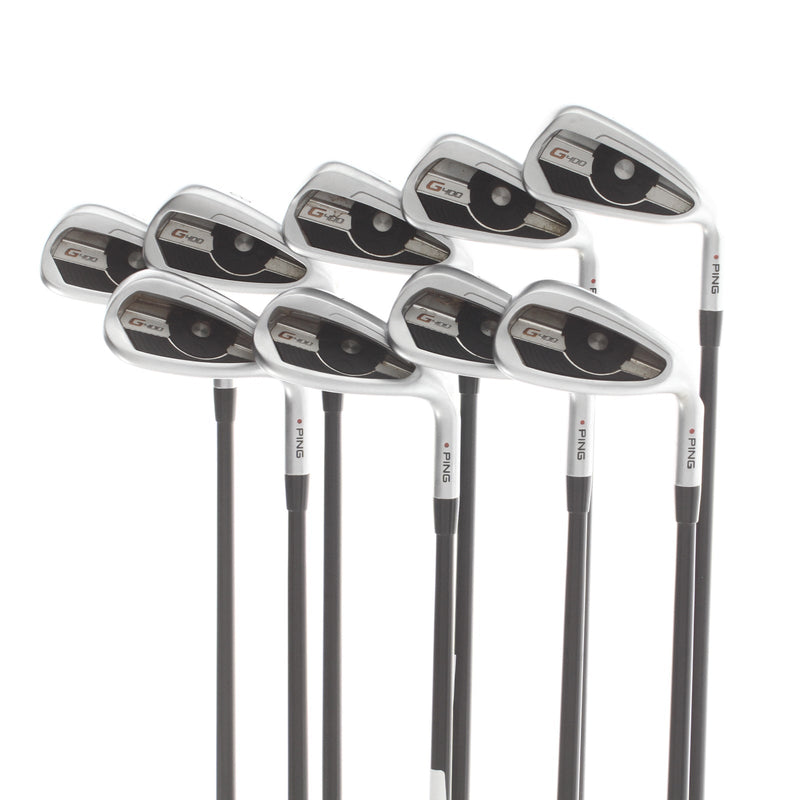 Ping G400 Graphite Mens Right Hand Irons 5-GW+SW+LW Red Dot 0.75* Flat Regular - Alta CB